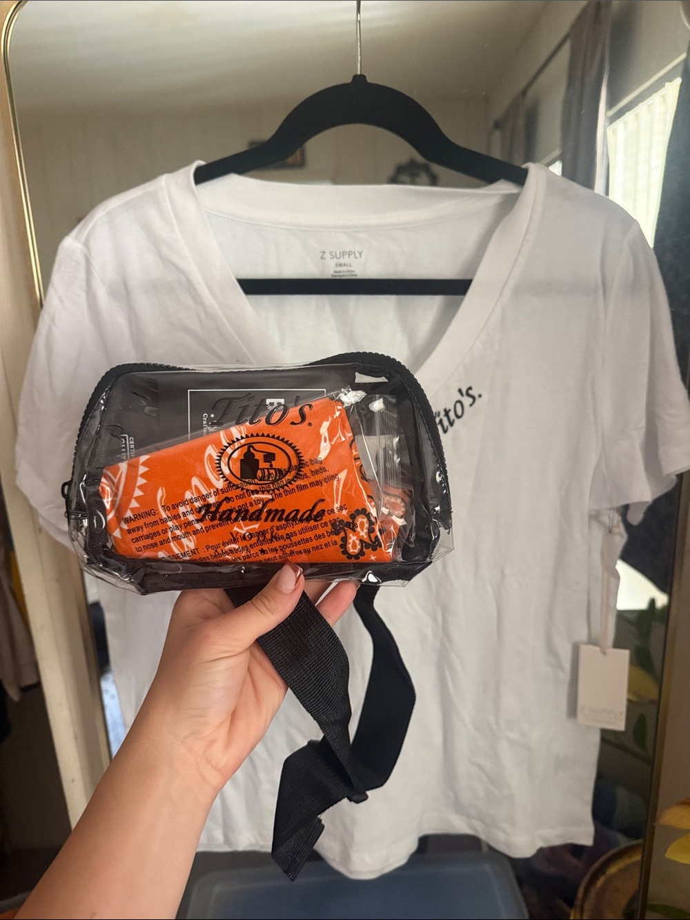 Clear Black Trim Crossbody Bag with Tito’s Merch and Shirt included